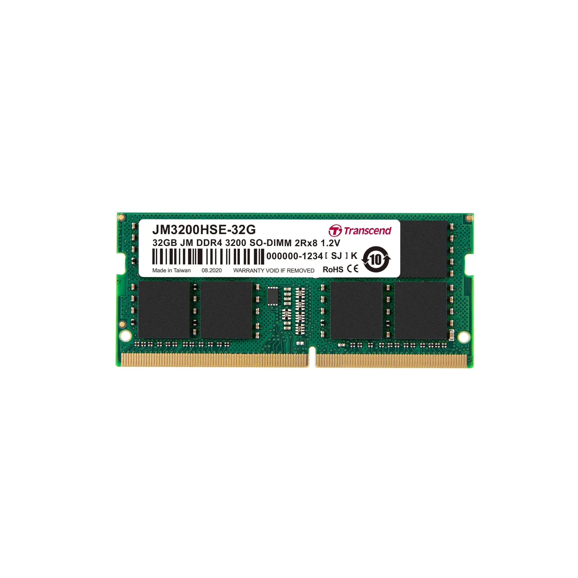 Transcend JetRam 32 Gt (1 x 32 Gt) DDR4 3200 MHz, CL22 -muisti, vihreä