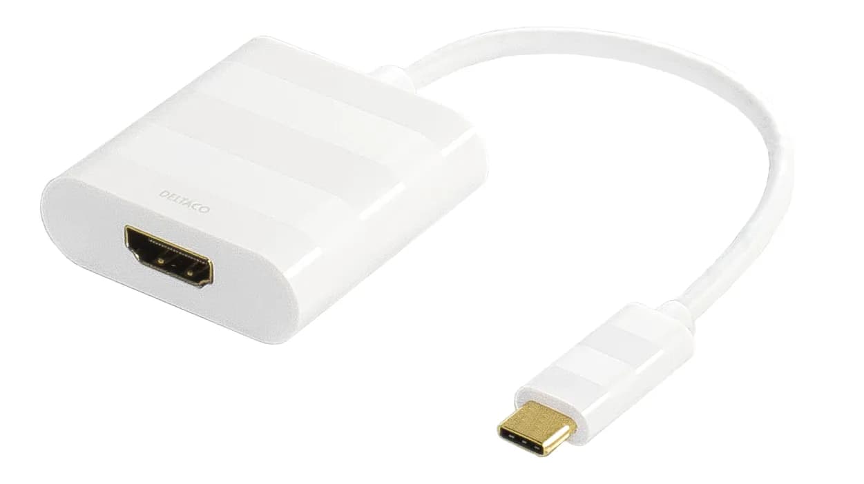 Deltaco USB-C – HDMI -adapteri, Valkoinen