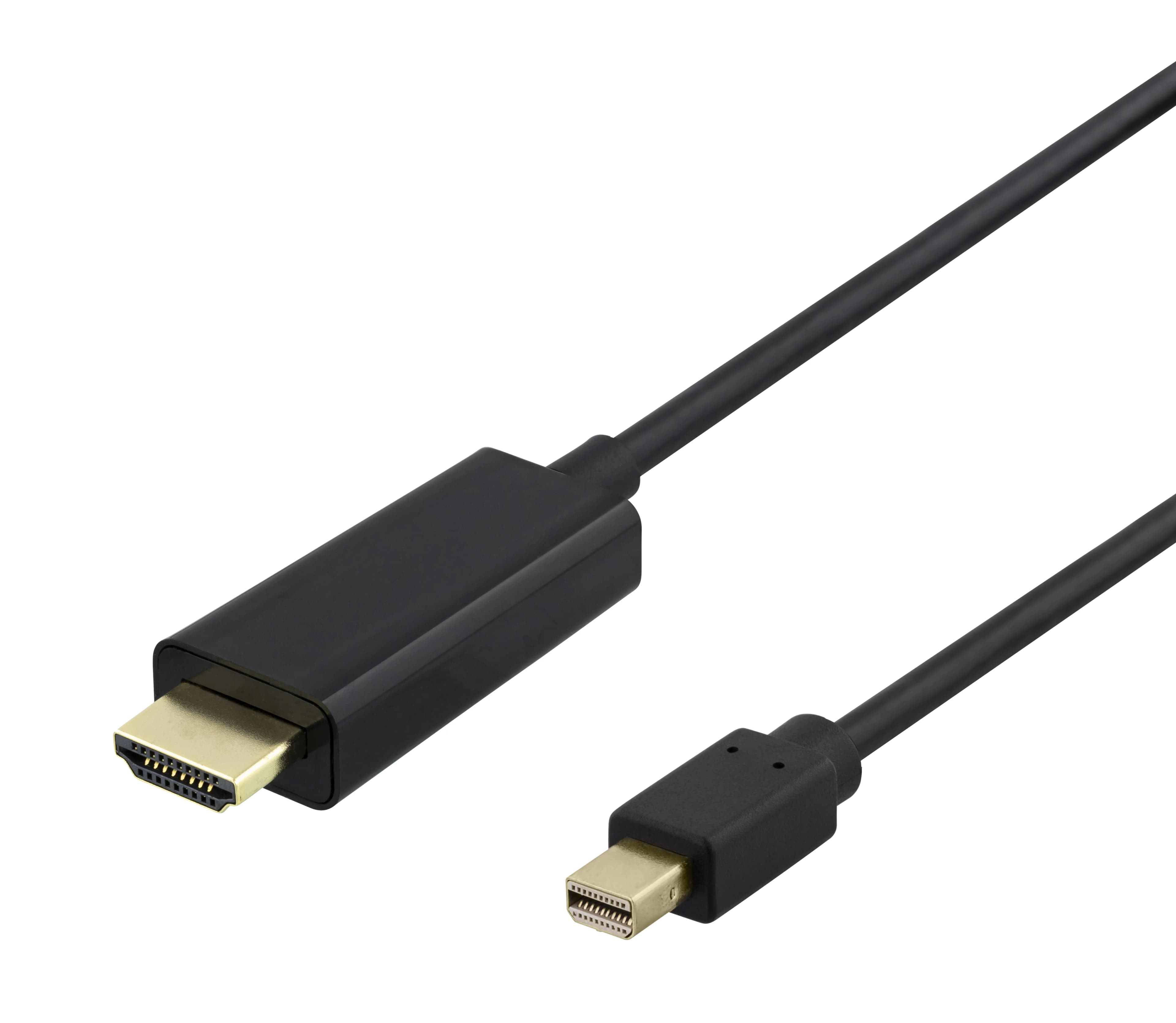 Deltaco Mini DisplayPort – HDMI -kaapeli, jossa 4K, 3 m, musta
