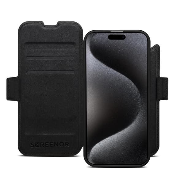 Screenor First 2-in-1, iPhone Air, MagSafe -lompakkokotelo, Musta