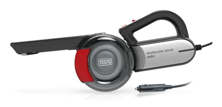 BLACK+DECKER Pivot Auto PV1200AV-XJ 12V 12.5 W 0.44 L -pussiton käsikäyttöinen imuri, harmaa, punainen, läpinäkyvä