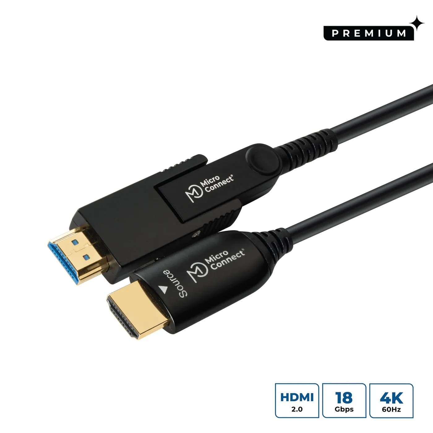MicroConnect Optic HDMI 2.0 Aktiivinen optinen -kaapeli, jossa 4K, 20 m, musta