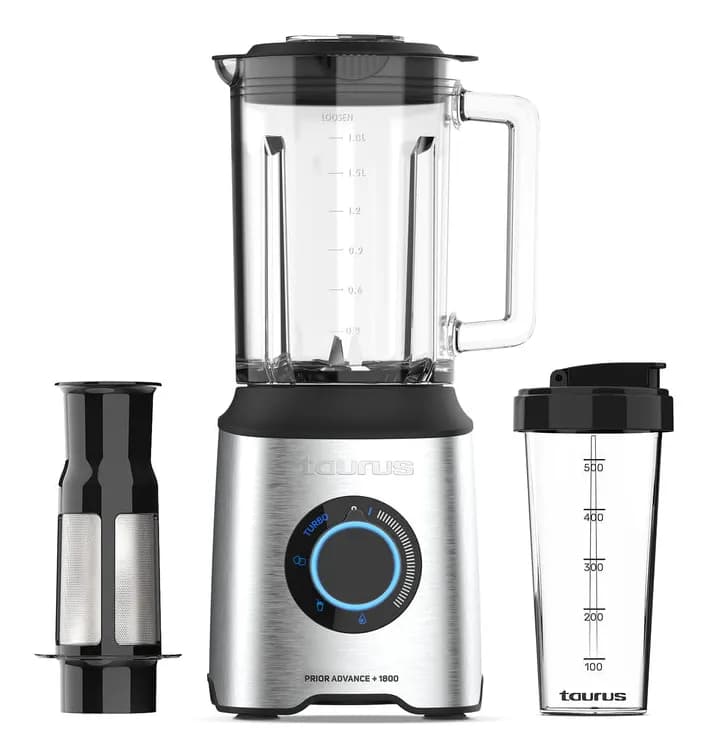 Taurus Jar Blender 1800W Pulp Filter -tehosekoitin, hopea