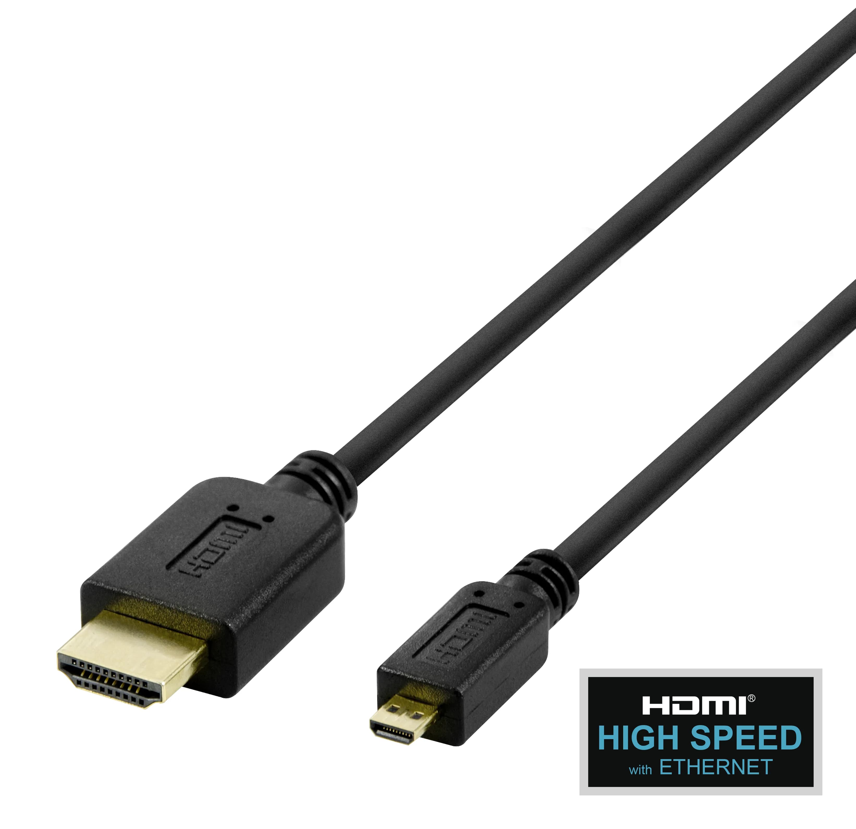 DELTACO HDMI – Micro HDMI -kaapeli jossa Ethernet, 4K, 2 m, musta