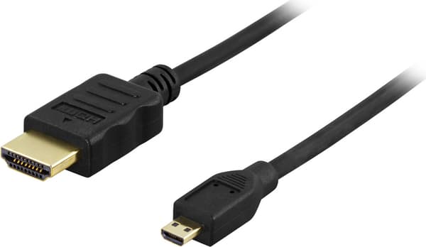 DELTACO HDMI A – Micro HDMI -kaapeli jossa Ethernet, 1 m, musta
