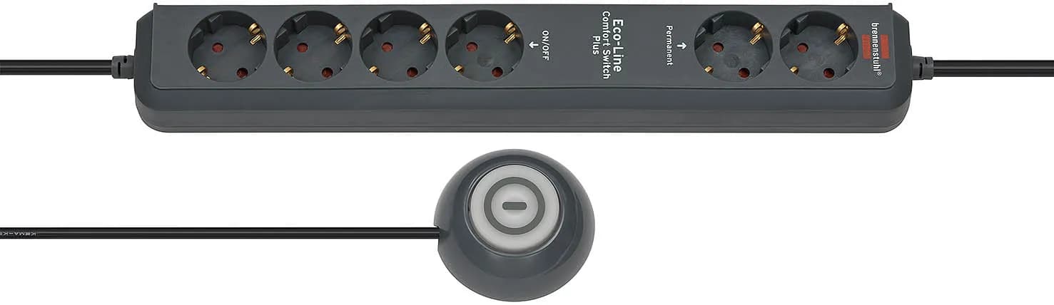 Brennenstuhl Eco-Line jalkakytkimellä, 1,5 m, antrasiitti