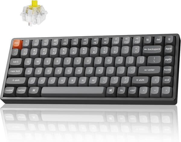Keychron K2 Max 75% -langaton mekaaninen ergonominen pelinäppäimistö, Super Banana, musta