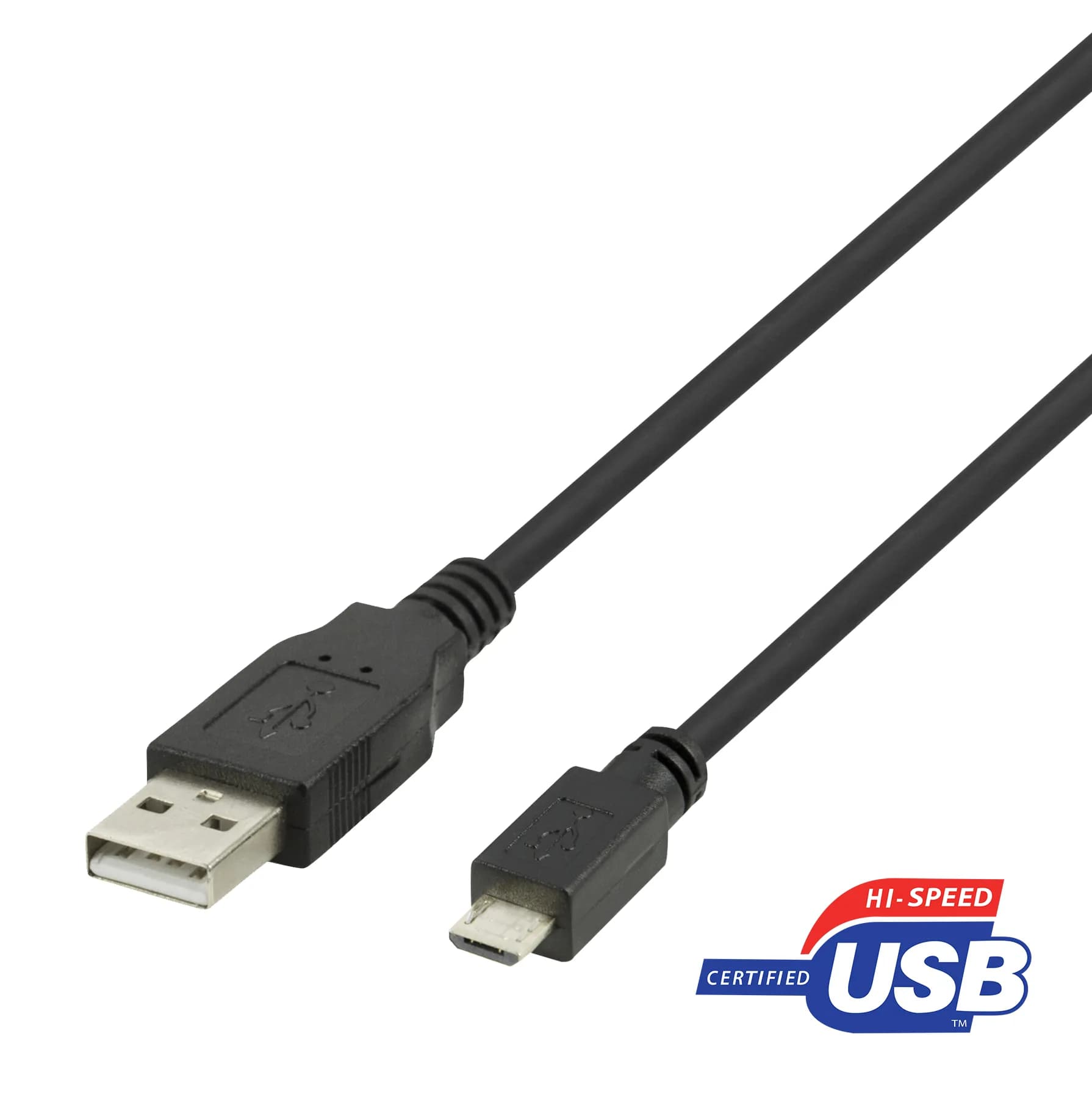 Deltaco USB-A – Micro USB -kaapeli, 2 m, musta