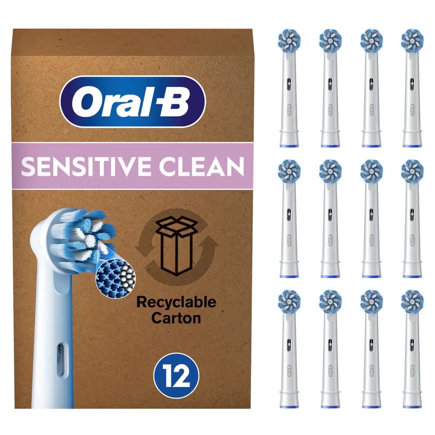Oral-B Sensitive Clean 12 kpl -vaihtoharjaspäät, Alabasterinvalkoinen