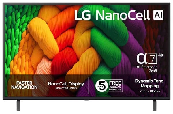 LG 50NANO8EA6A 50" 4K NanoCell webOS 25 TV, 60 Hz, HDR10, HLG