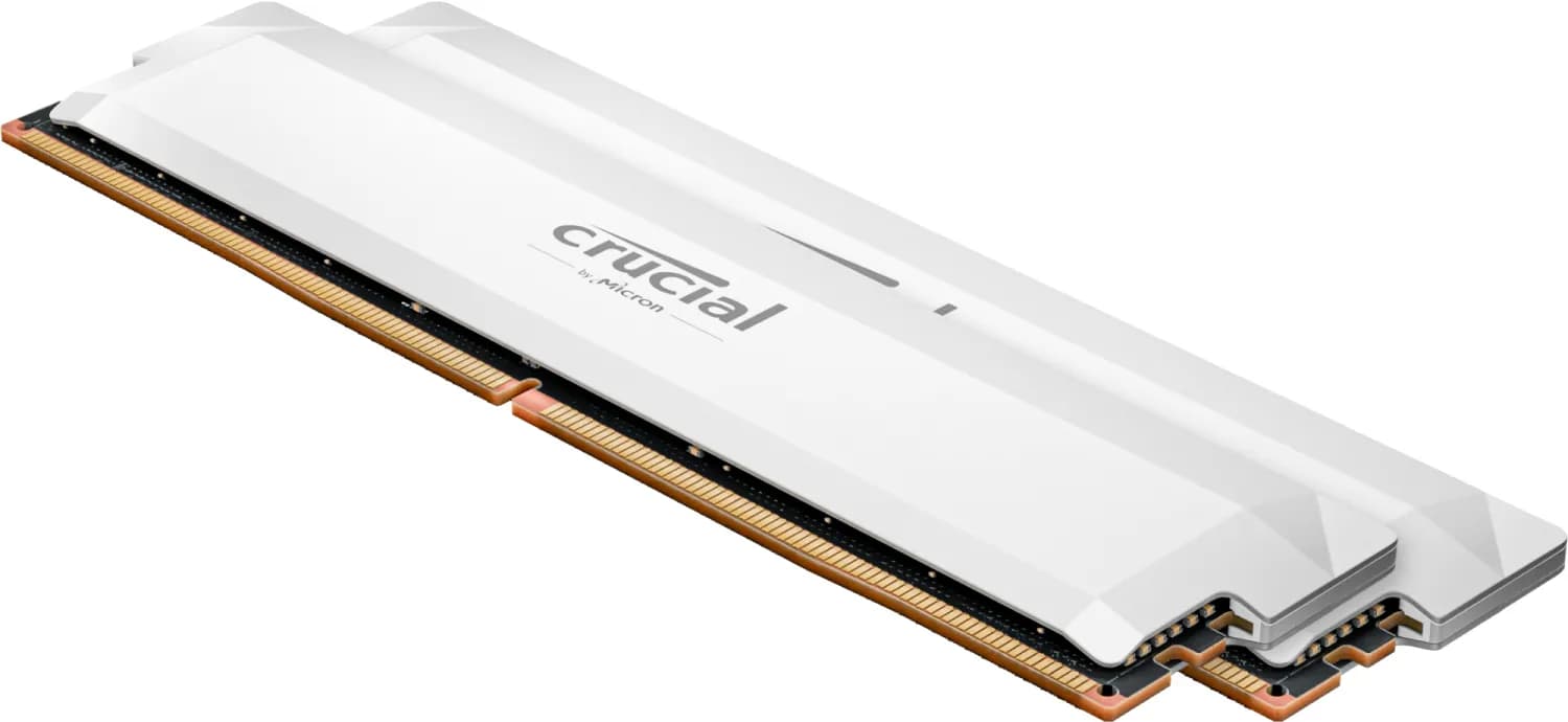 Crucial Pro OC 64 Gt (2 x 32 Gt) DDR5 6000 MHz, CL40 -muisti, valkoinen (XMP/EXPO)