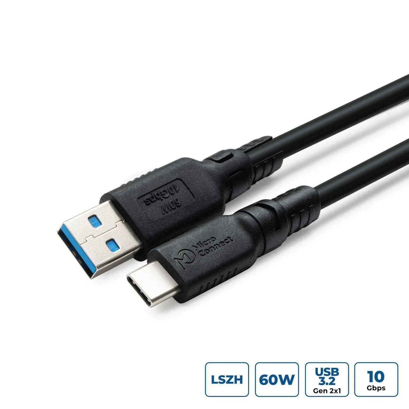 MicroConnect ColorFlex USB-C – USB-A -kaapeli, 1 m, musta