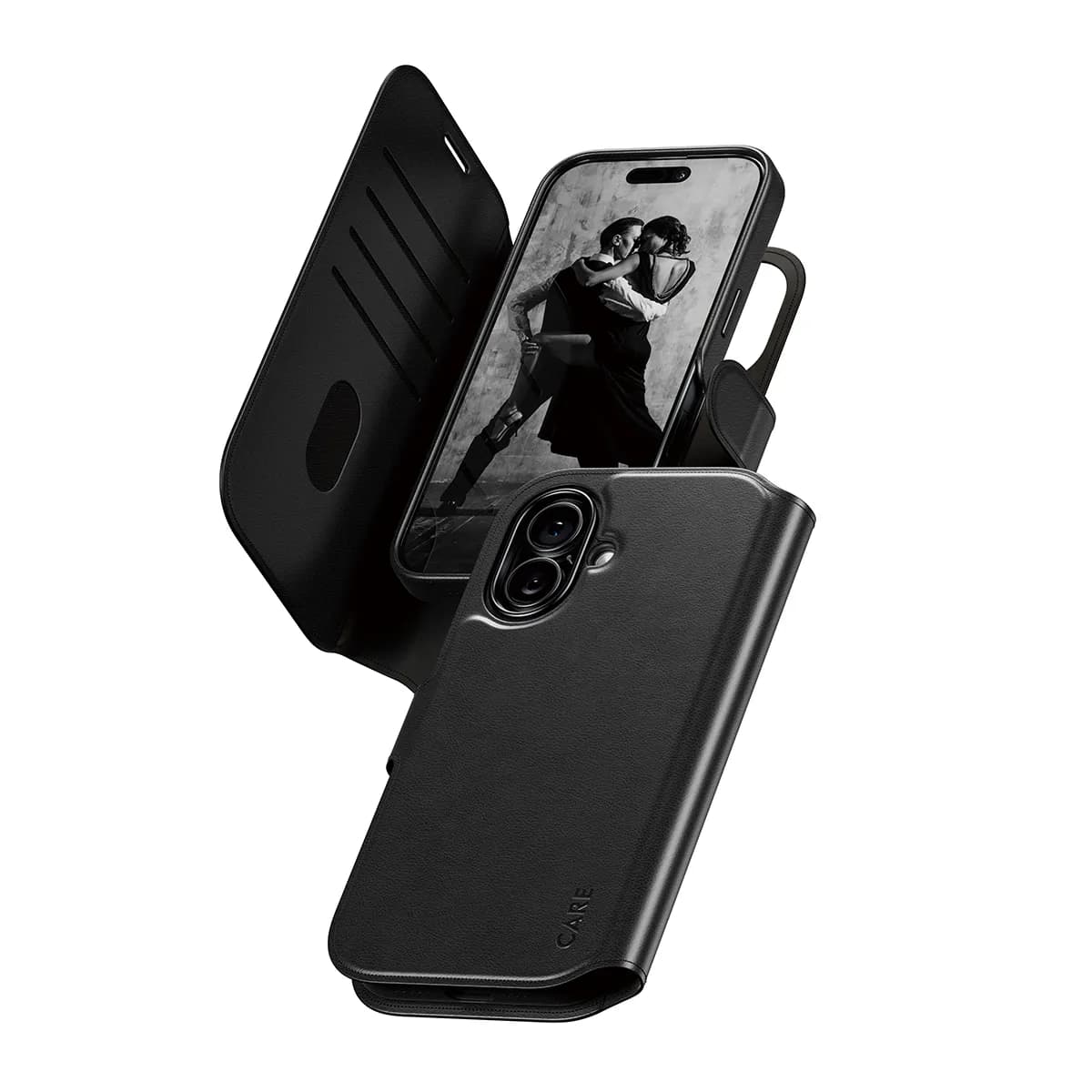 PanzerGlass CARE Tango with MagSafe, iPhone 17 - 2-in-1 lompakkokotelo, musta