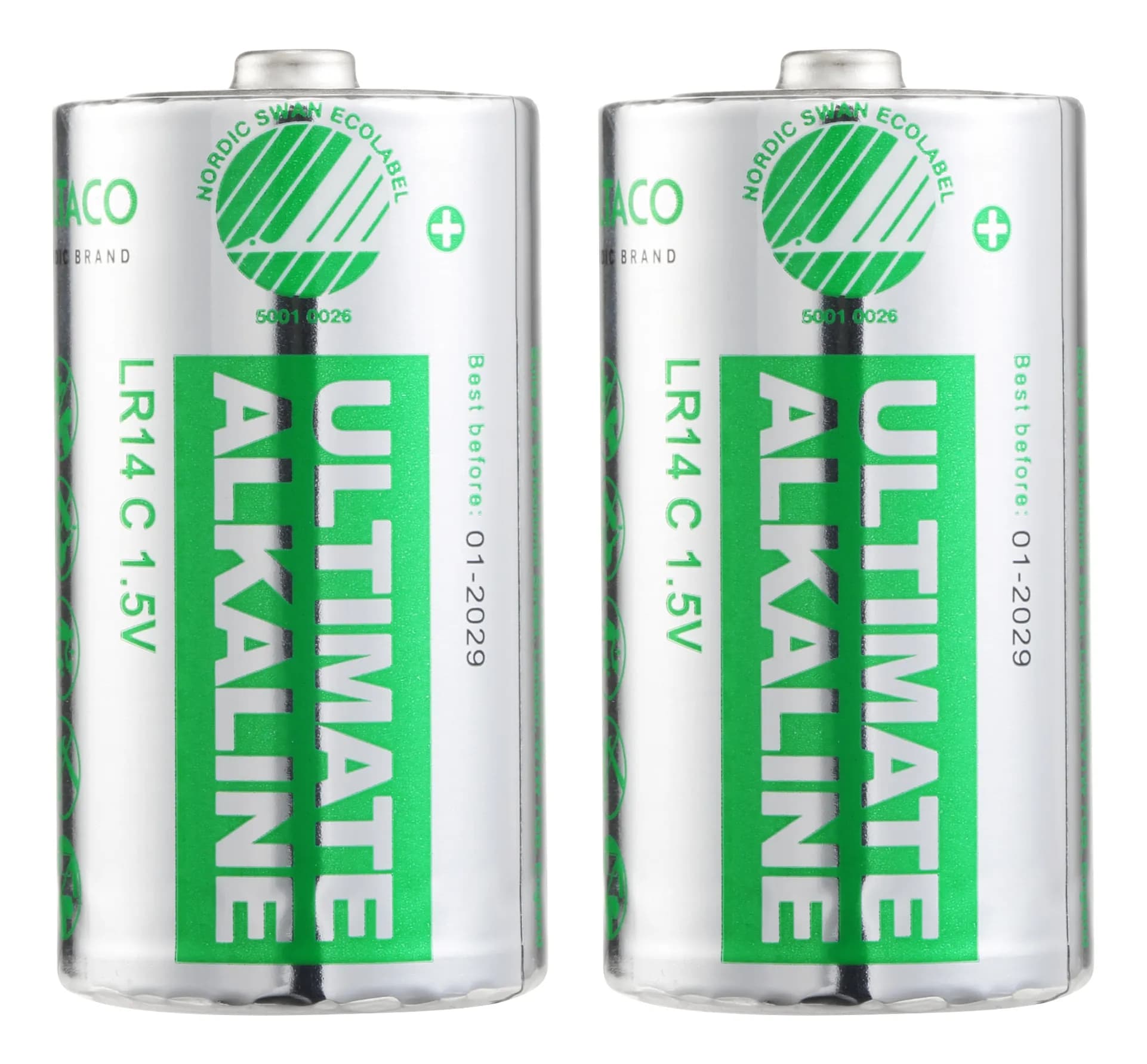 DELTACO Ultimate Alkaline batteries, LR14/C size, 2-pack