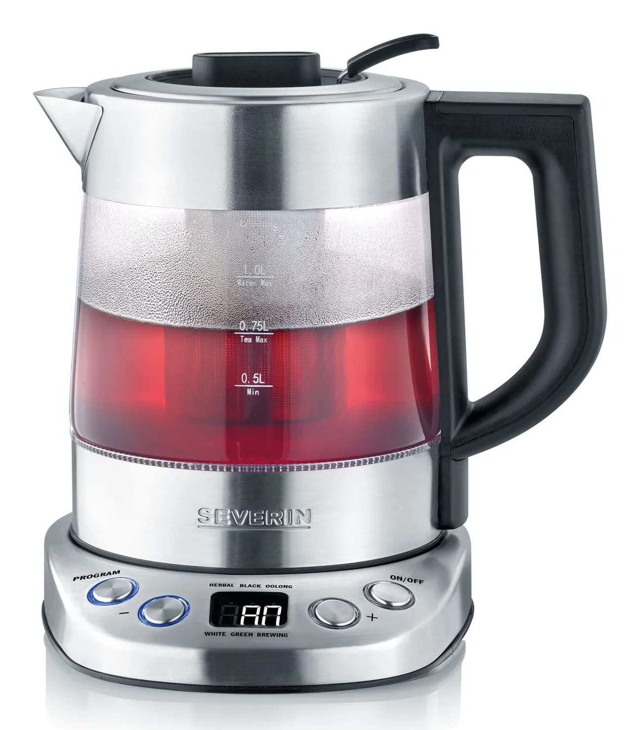 SEVERIN Deluxe WK3473 -vedenkeitin, 1,0 l, 2200 W, musta/läpinäkyvä