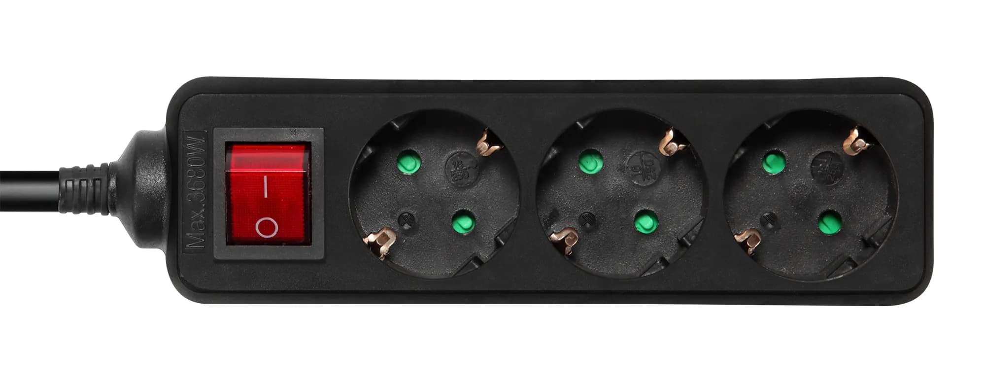 Deltaco pistorasia 3xCEE 7/3 1xCEE 7/7 jatkojohto kytkimellä 5m, musta