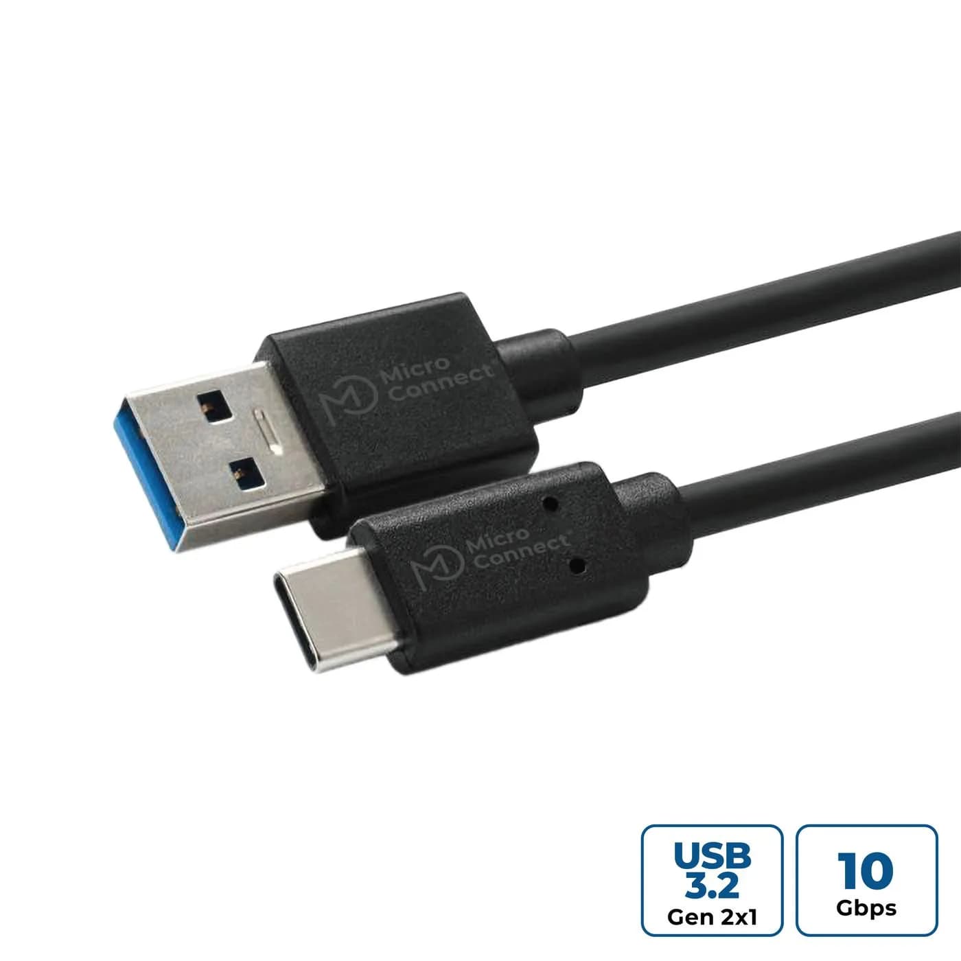 MicroConnect USB-A – USB-C -kaapeli, 15 W, 1,5 m, musta