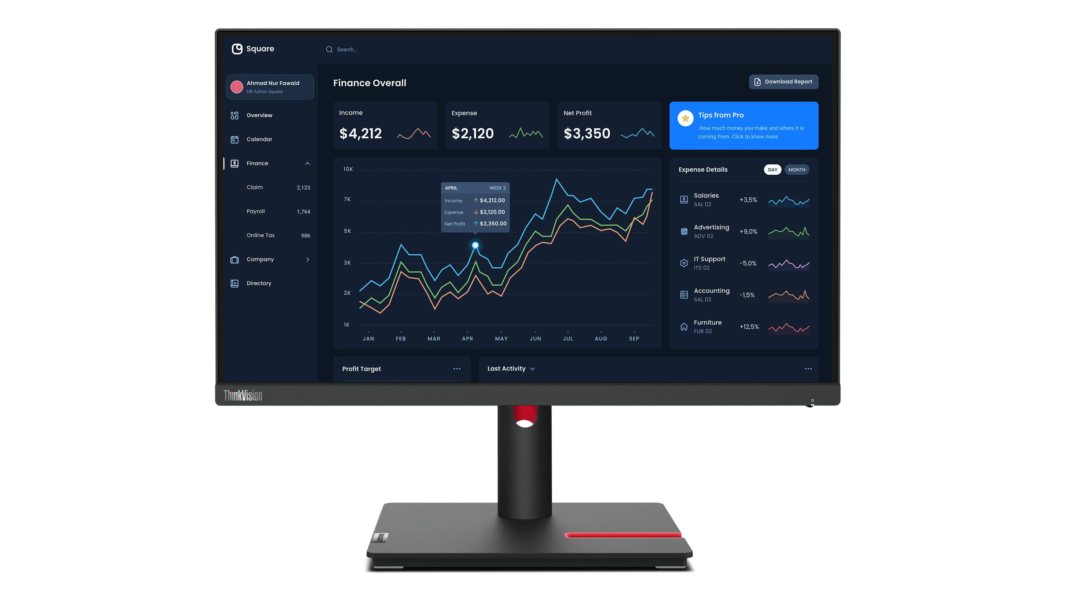 Lenovo ThinkVision T22i-30 21.5" Full HD, IPS -näyttö, USB-C hub
