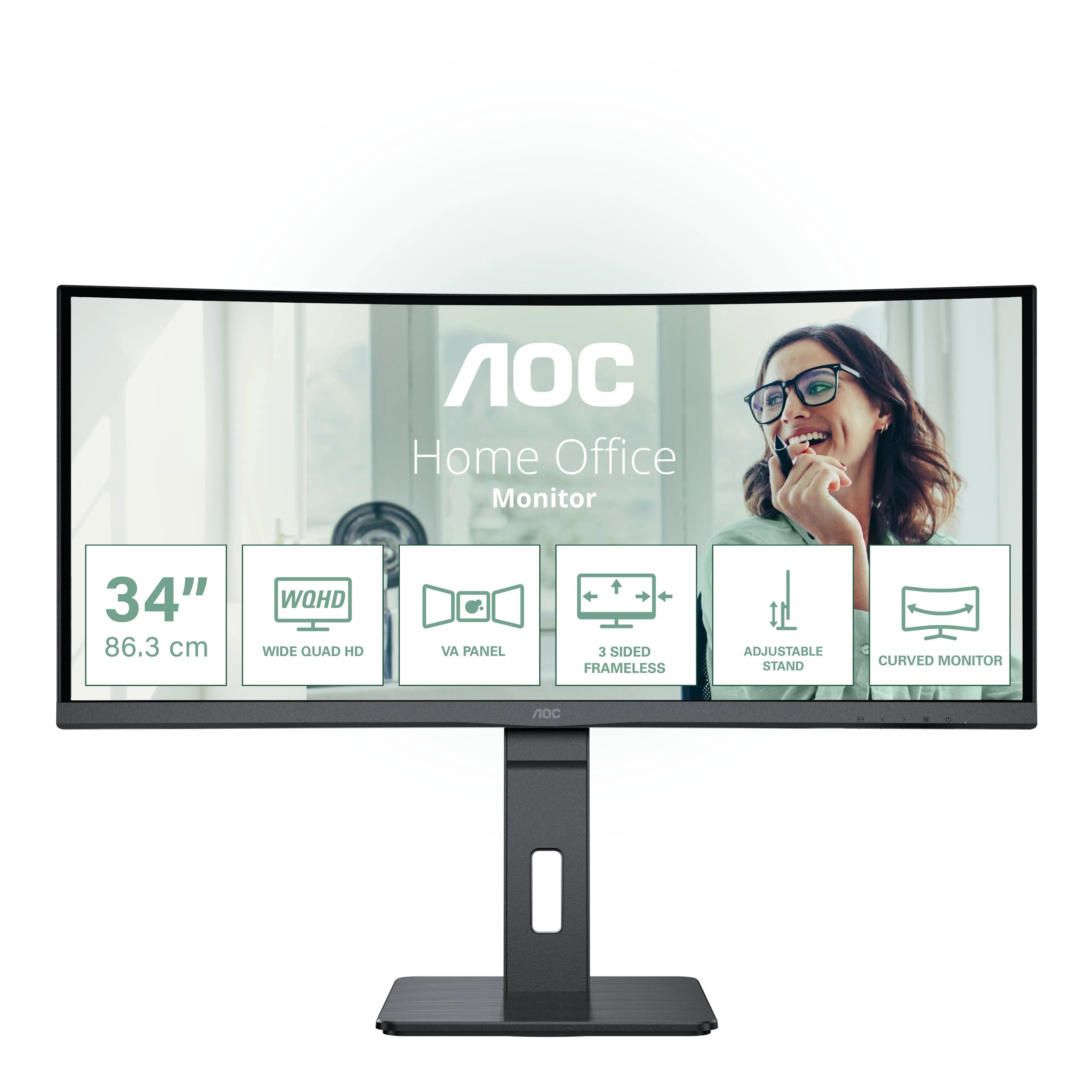 AOC CU34P3CV 34" UWQHD, VA -kaareva näyttö, USB-C hub
