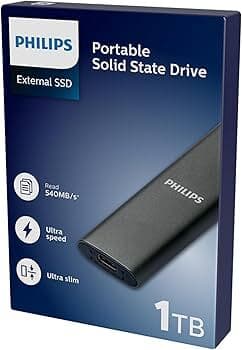 Philips FM01SS031P/00 1 Tt USB 3.2 Gen 2 (USB-C) -ulkoinen SSD, kannettava, Space Grey
