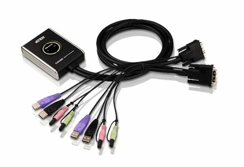 ATEN KVM-switch, 1-2, DVI-D/USB, 1,2m kablar