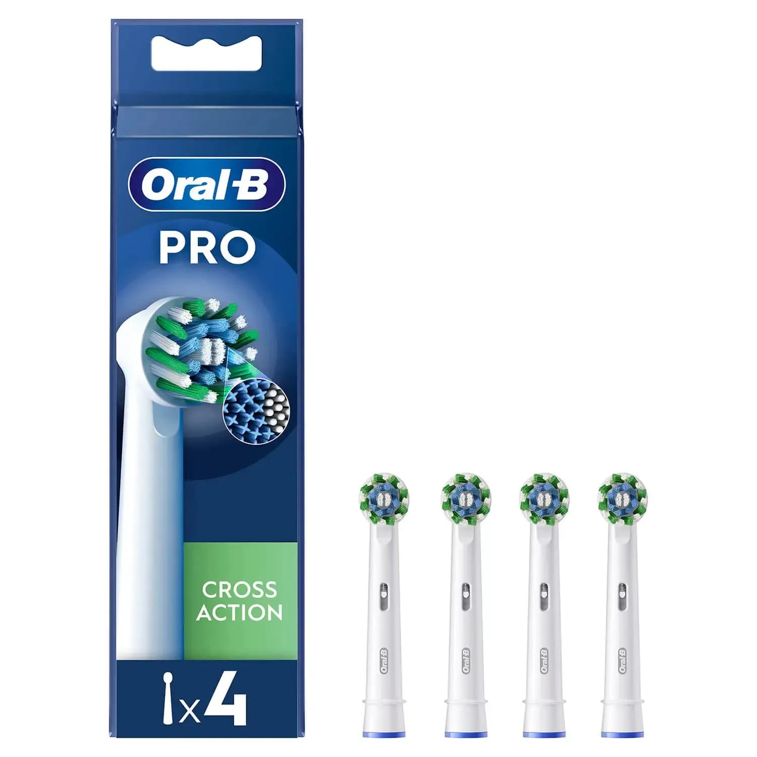 Oral-B CrossAction 4 kpl -vaihtoharjaspäät, Valkoinen