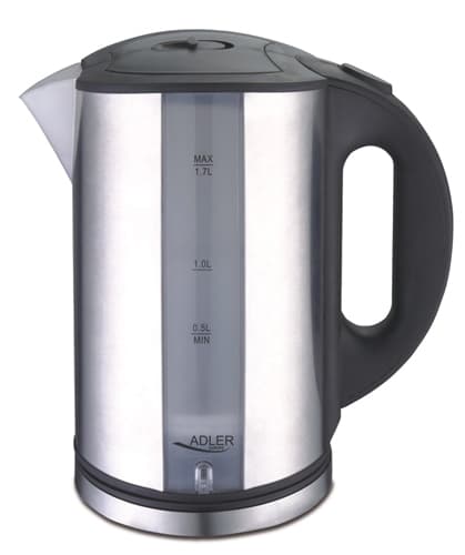 Adler AD 1216 -vedenkeitin, 1,7 l, 2000 W, musta/hopea
