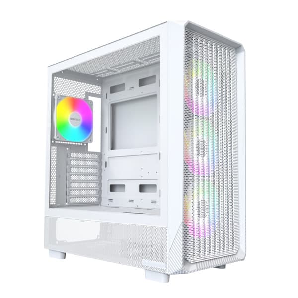 MONTECH X5 -miditornikotelo ikkunalla ja RGB-valaistuksella, valkoinen