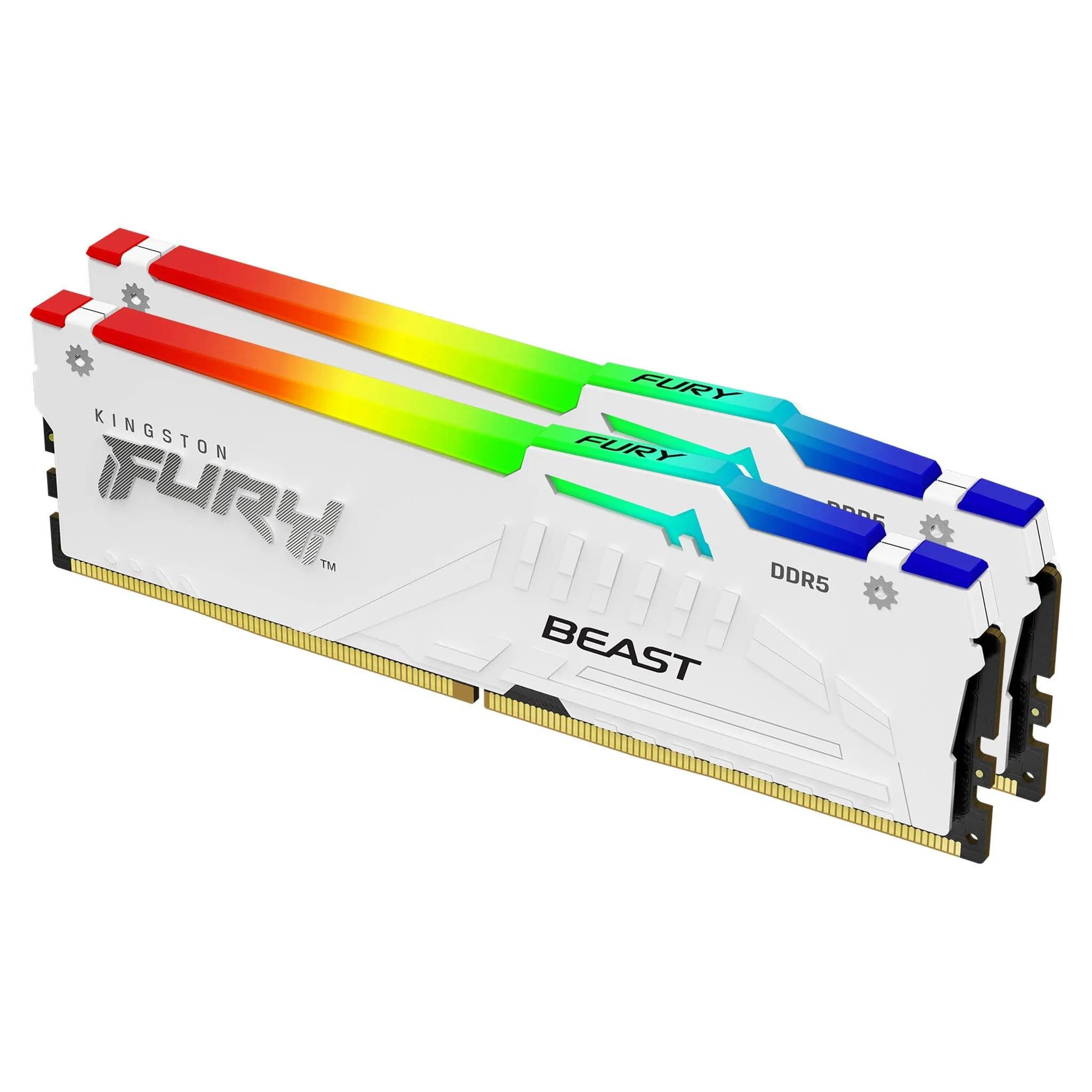 Kingston FURY Beast RGB 32 Gt (2 x 16 Gt) DDR5 5600 MHz, CL36 -muisti, valkoinen (EXPO)