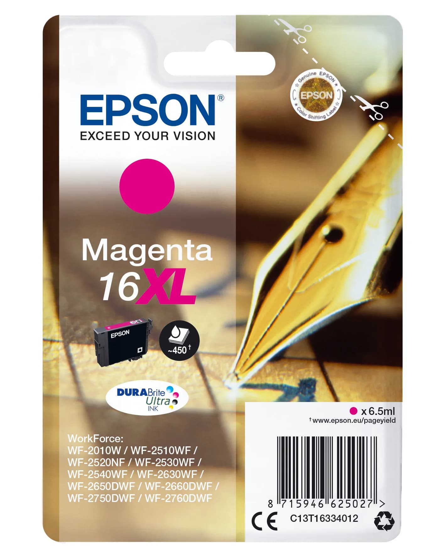 Epson 16XL-mustekasetti, 6.5 ml, magenta