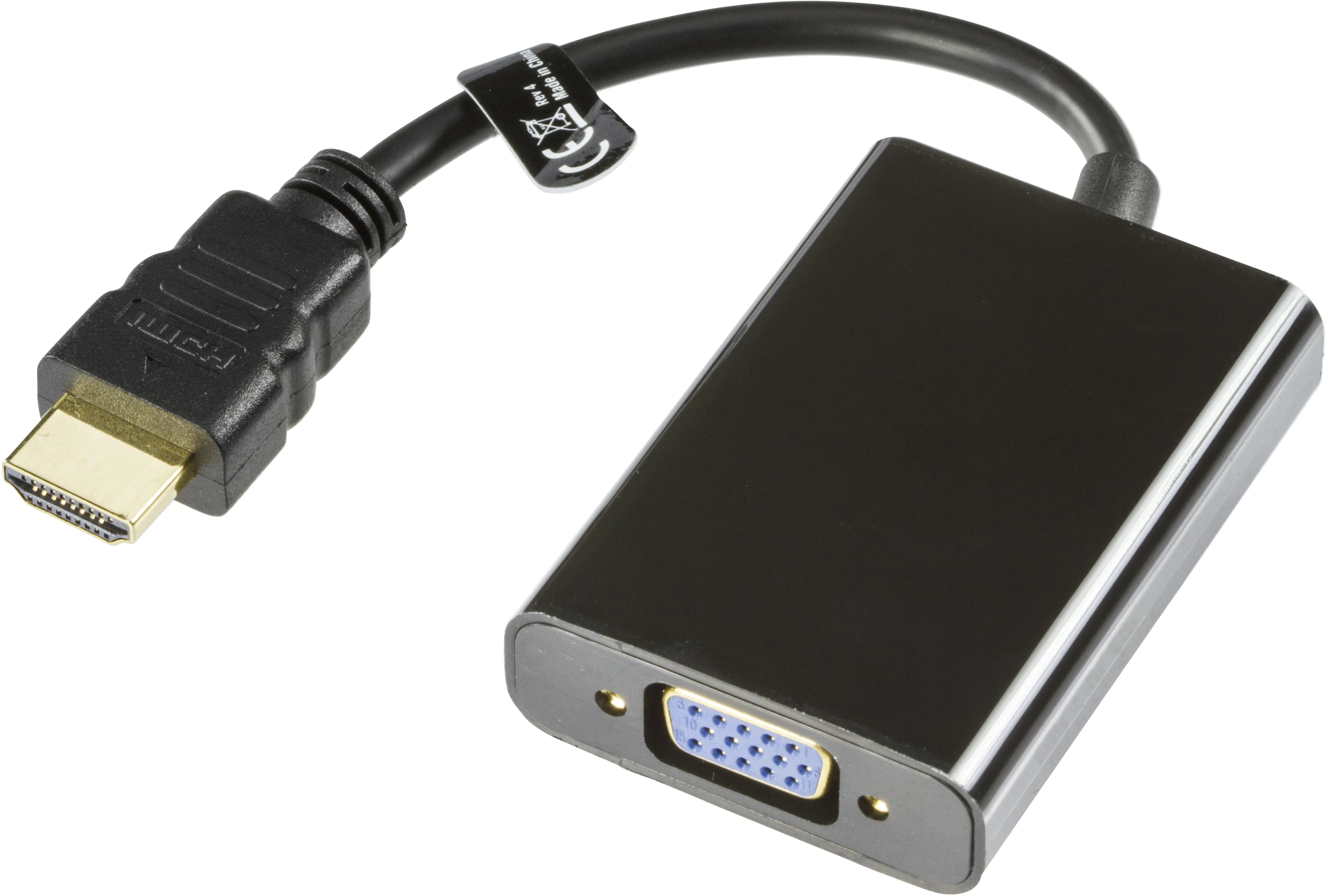 Deltaco  HDMI – VGA (D-Sub) + Micro USB Type-B -adapteri, Musta
