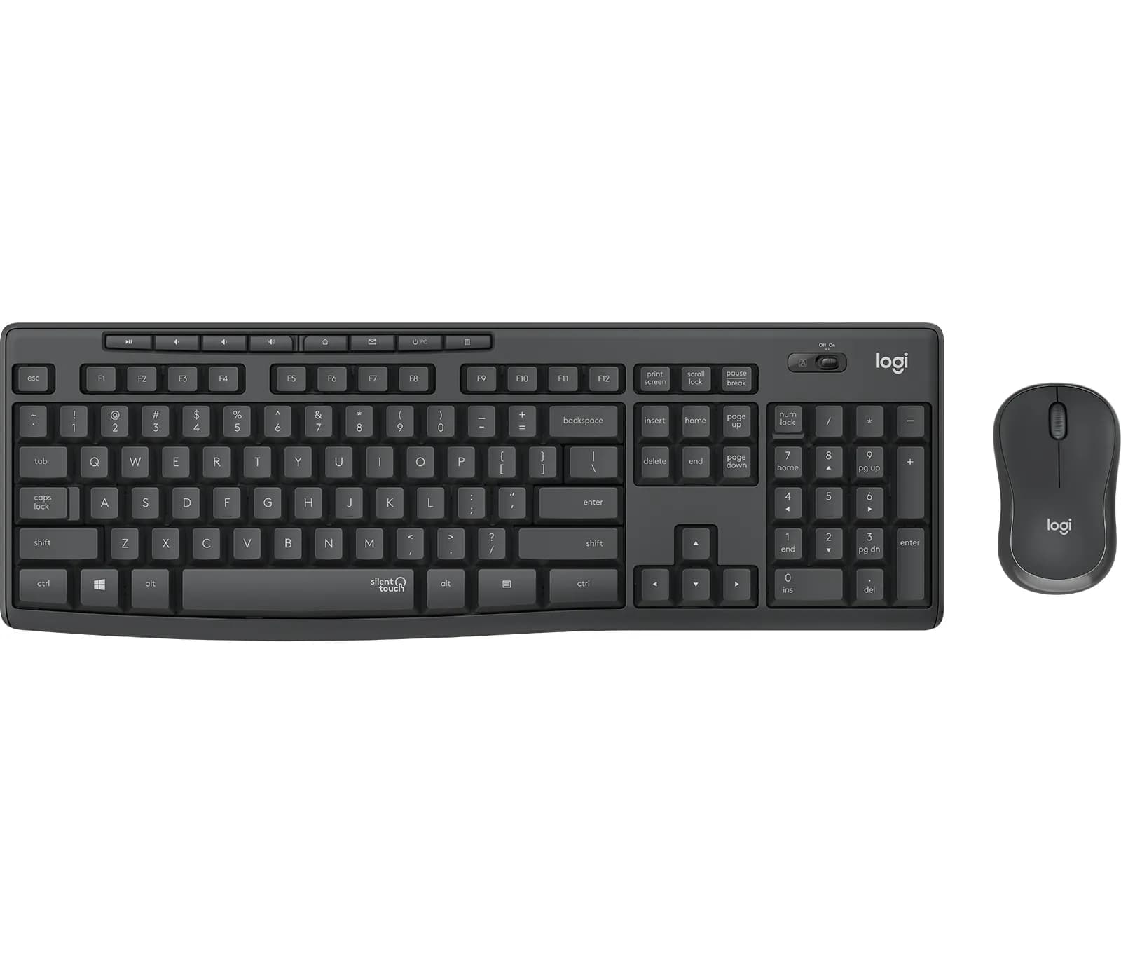 Logitech MK295 Silent -langaton näppäimistö ja hiiri, graphite