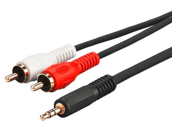 MicroConnect AUDLC5G 3,5 mm – 2x RCA -audiokaapeli, 5 m, musta