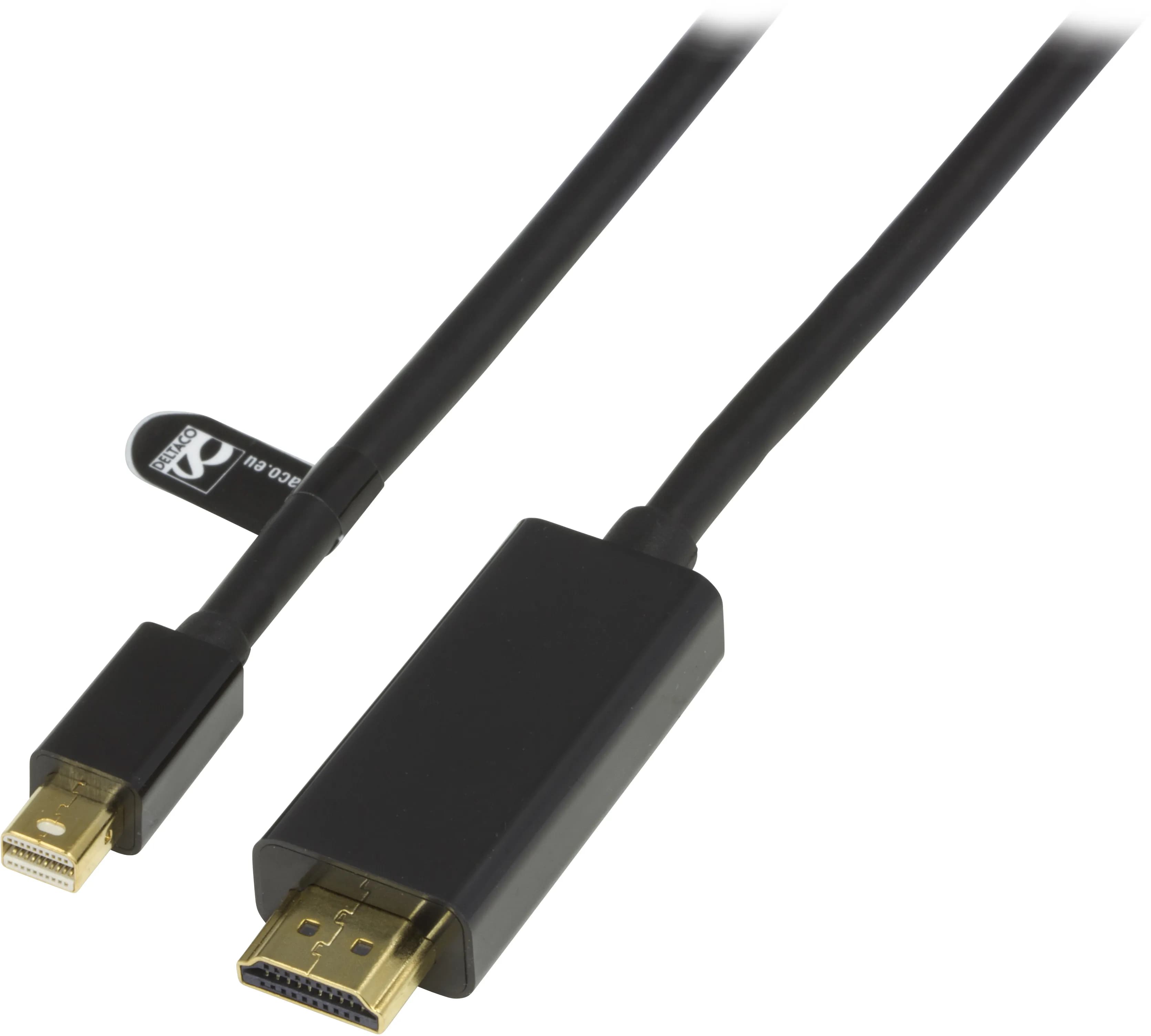 DELTACO DP-HDMI204 Mini DisplayPort – HDMI ääni/video-adapterikaapeli, jossa 4K, 2 m, musta