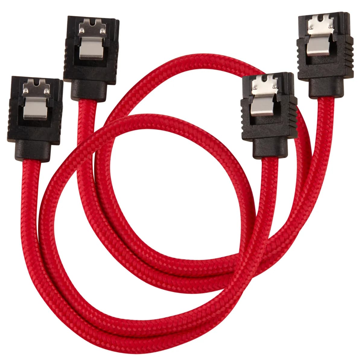 CORSAIR Premium Sleeved SATA Data Cable Set with Straight Connectors Red 30cm