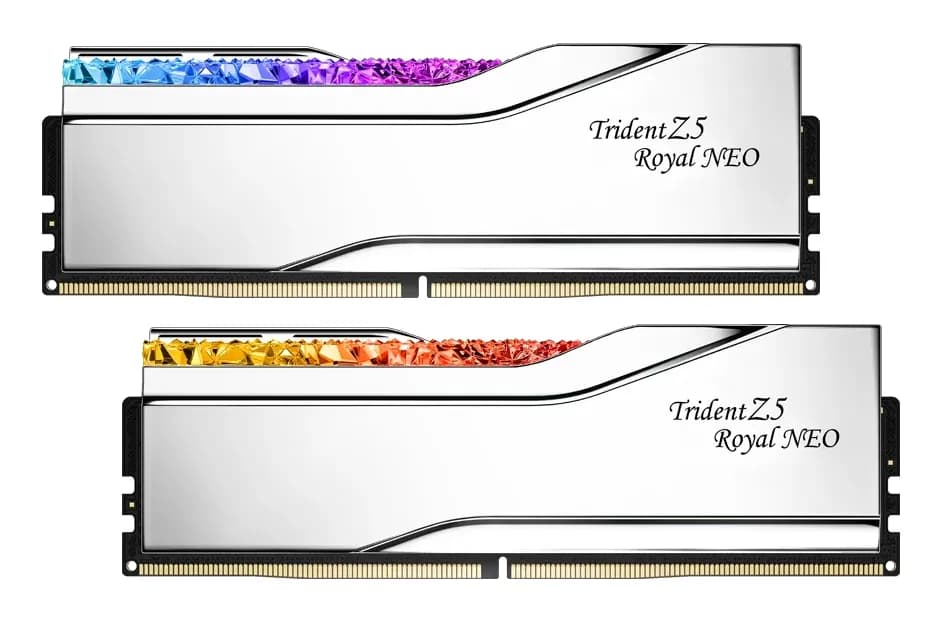 G.SKILL Trident Z5 Royal Neo RGB 64 Gt (2 x 32 Gt) DDR5 6000 MHz, CL26 -muisti, hopea (EXPO)