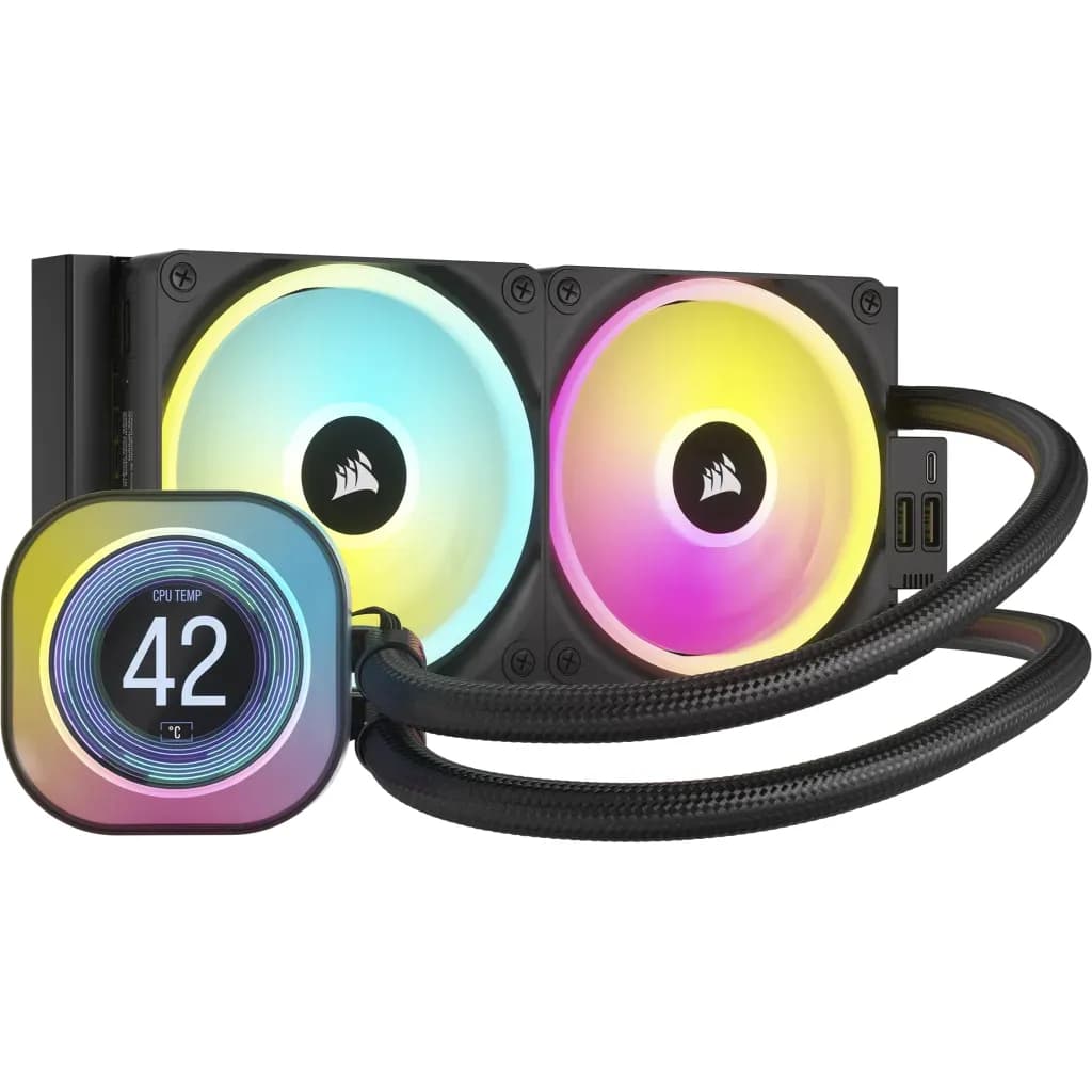 Corsair iCUE LINK H100i LCD 240mm RGB -nestejäähdytin, musta