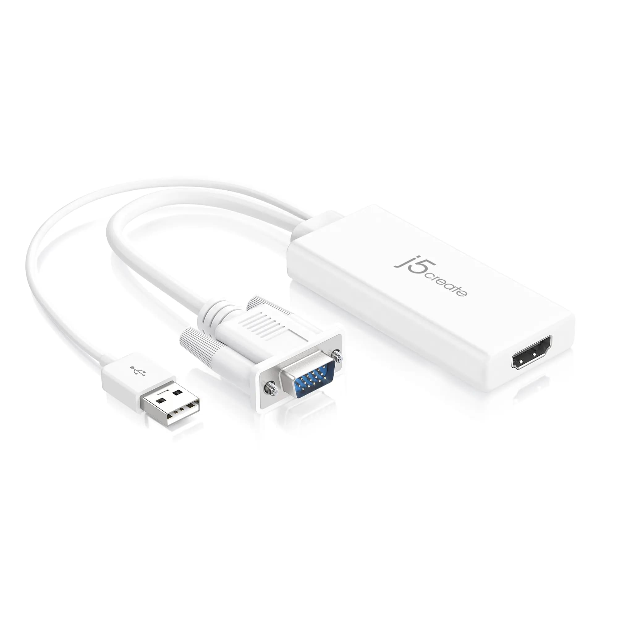 J5 Create  VGA, USB A – HDMI -adapteri, Valkoinen