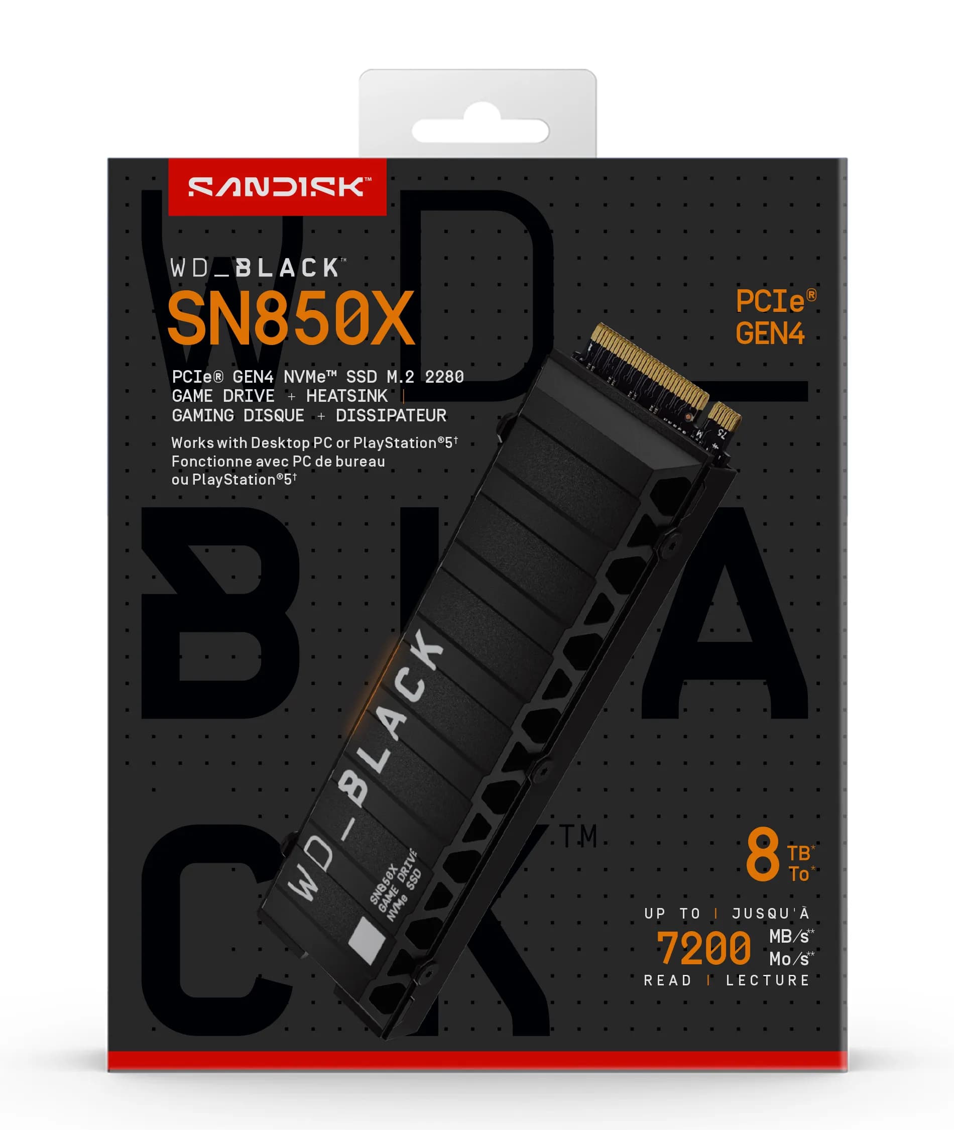 WD Black SN850X Heatsink 8 Tt M.2 PCIe 4.0 NVMe -SSD-levy