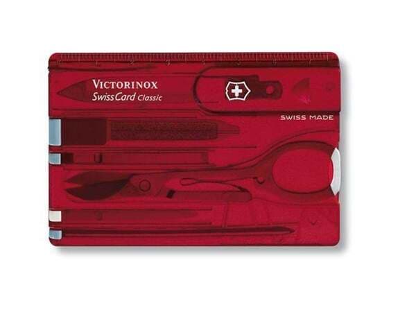 Victorinox SwissCard Classic -monitoimityökalu, läpinäkyvä punainen