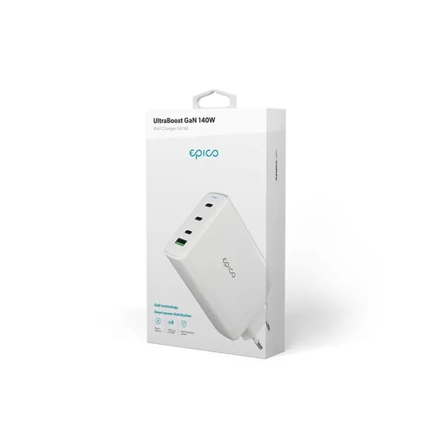 Epico UltraBoost GaN 140W Wall Charger EA140 | White | 3 × USB-C PD  &  1 × USB-A