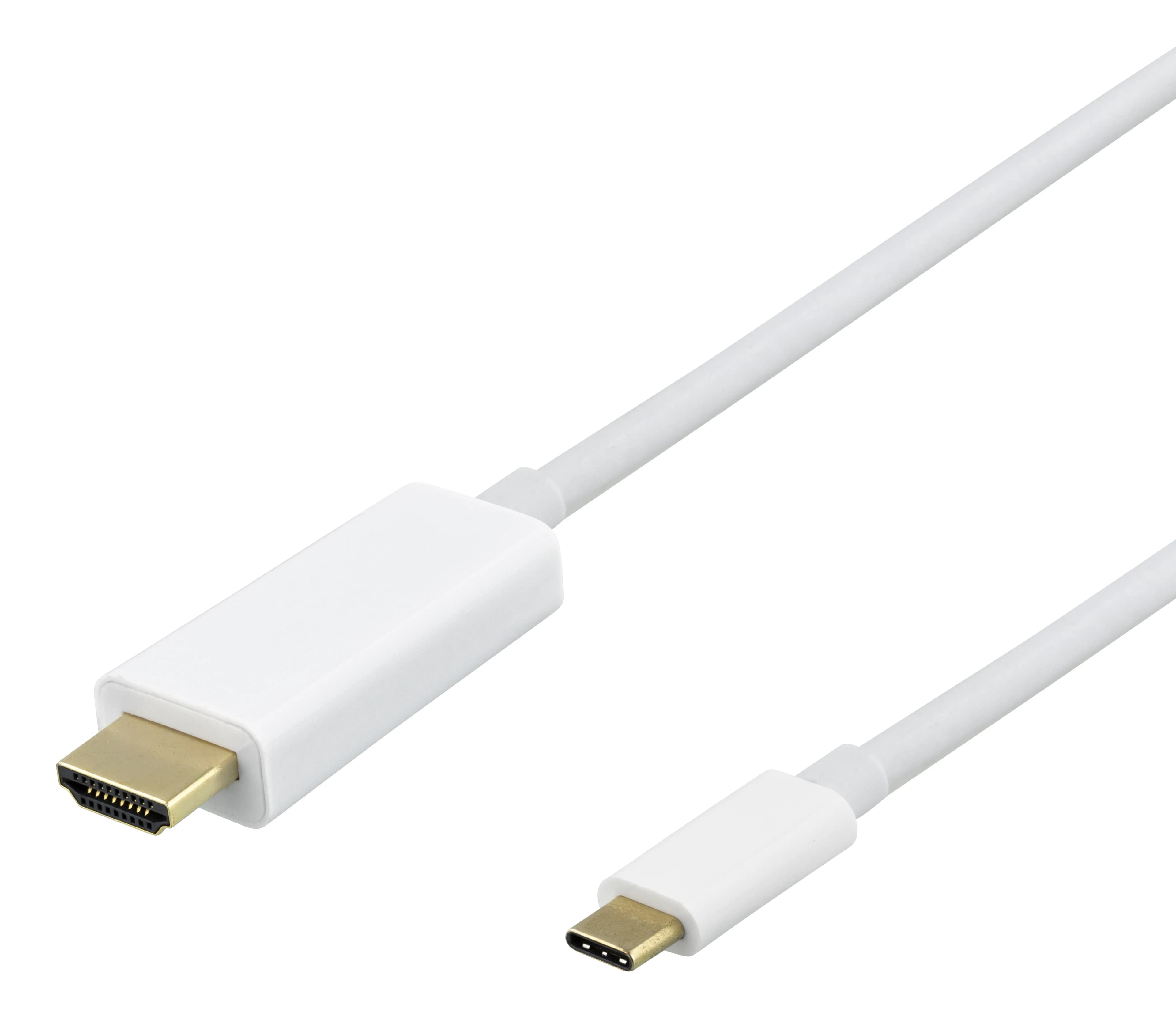 Deltaco USB-C – HDMI -kaapeli, 1 m, valkoinen