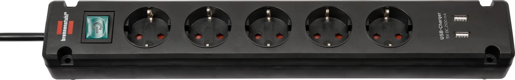 Brennenstuhl Bremounta jatkojohto USB-laturilla, 5-pistorasiaa musta, 3m