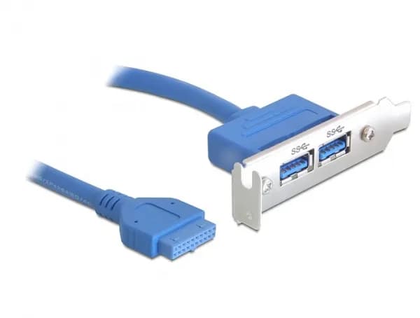 DeLOCK PCI-lågprofils täckplåt, 1xIDC20 ha - 2xUSB 3.0 A ho, 0,4m