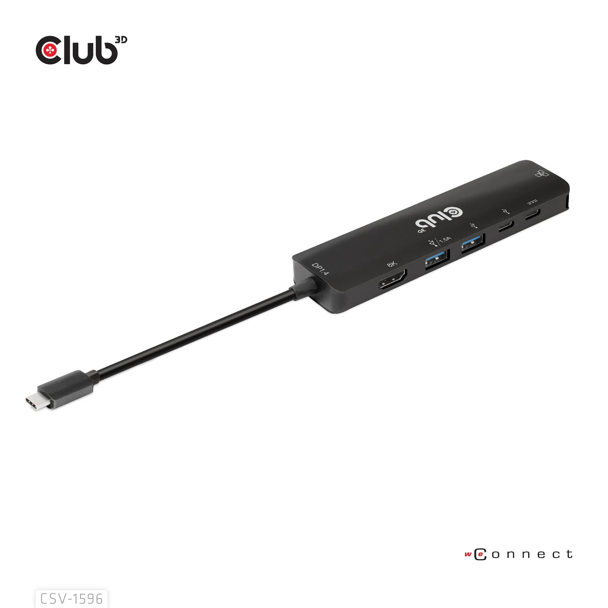 Club 3D 3.1 Gen1 USB-C 6-in-1 -hubi, Musta