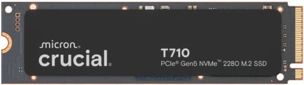 Crucial T710 4 Tt M.2 PCIe 5.0 x4 NVMe -SSD-levy, musta