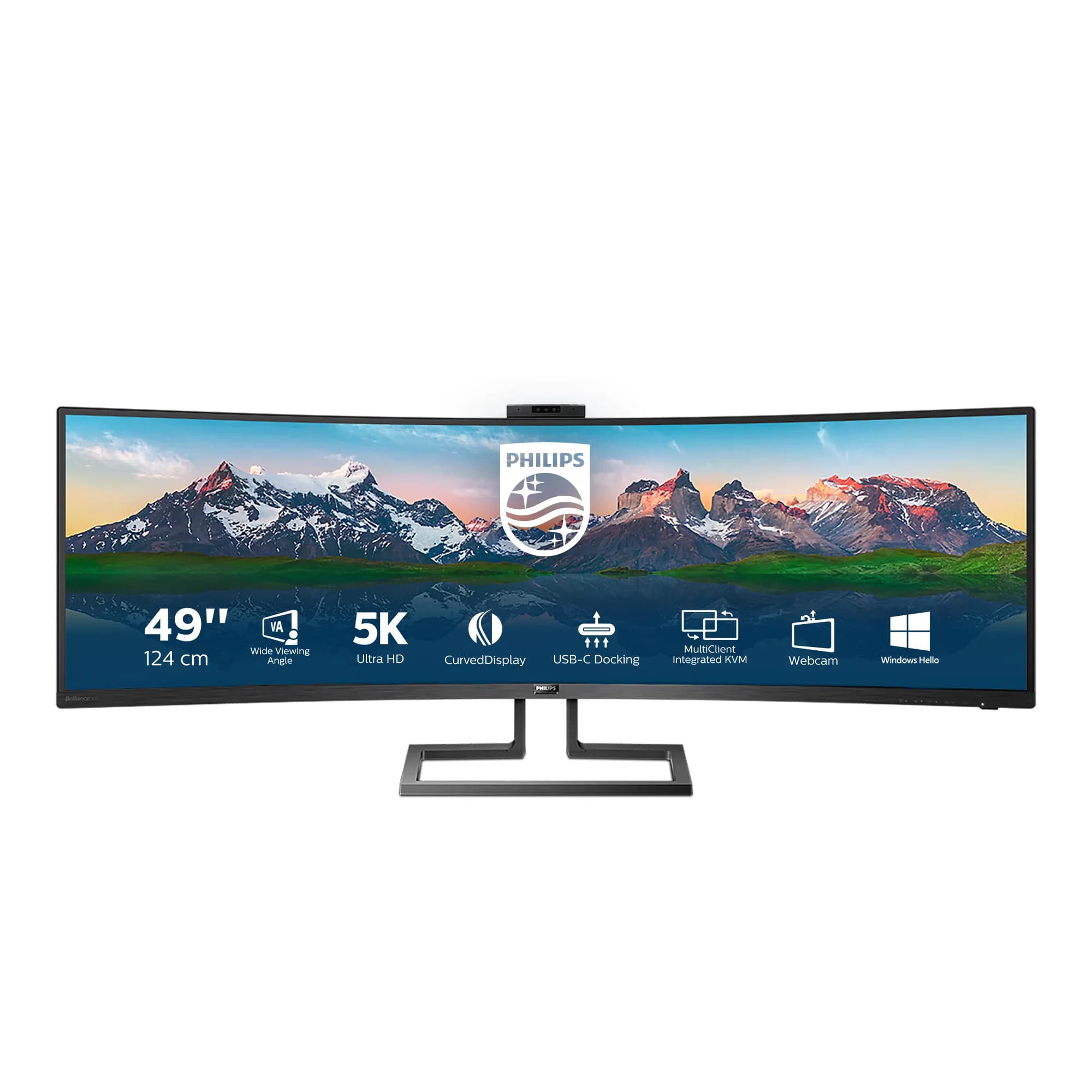 Philips Brilliance 499P9H 49" Dual QHD, VA -kaareva näyttö, USB-C hub