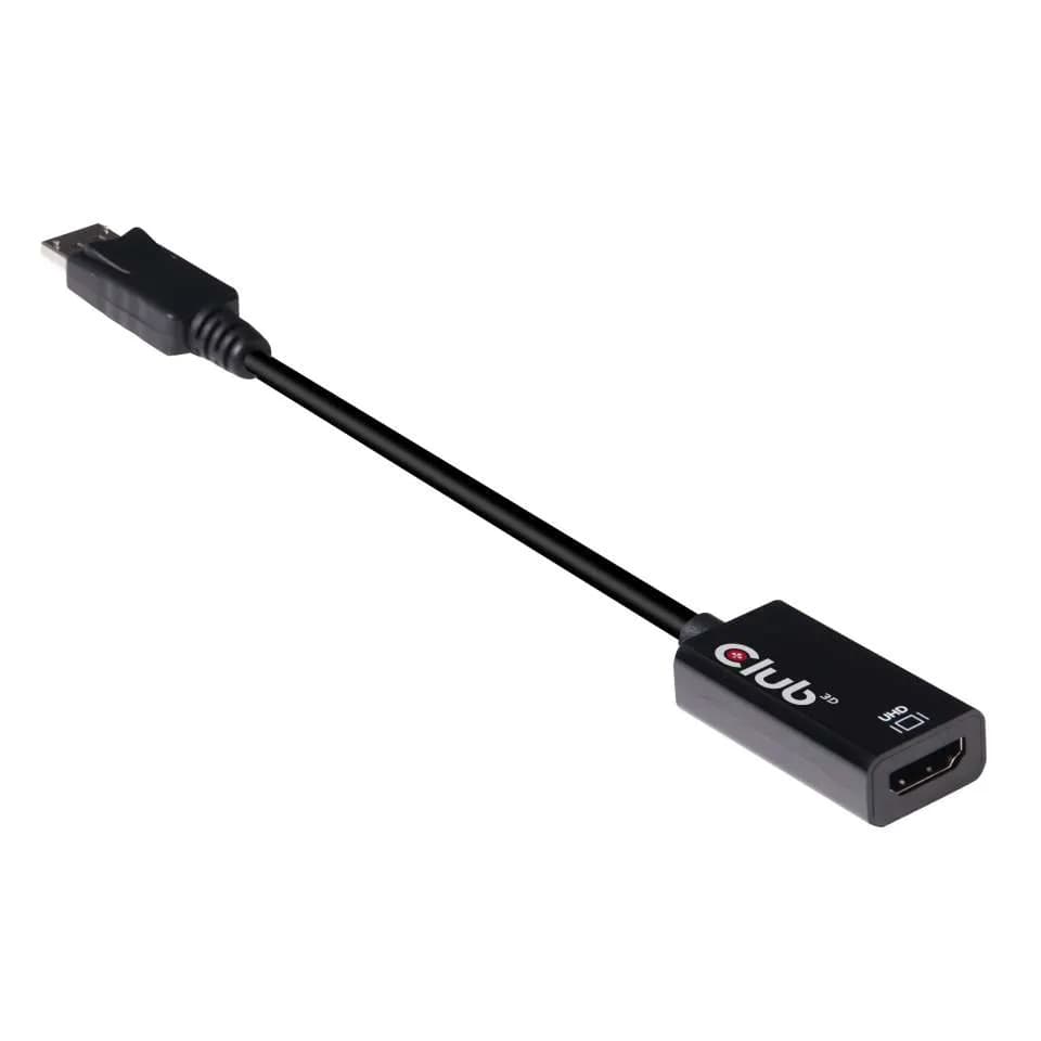CLUB 3D CAC-1080 DisplayPort 1.4 to HDMI 2.0b Active -ääni/video-adapterikaapeli, jossa HDR, 0,19 m, musta