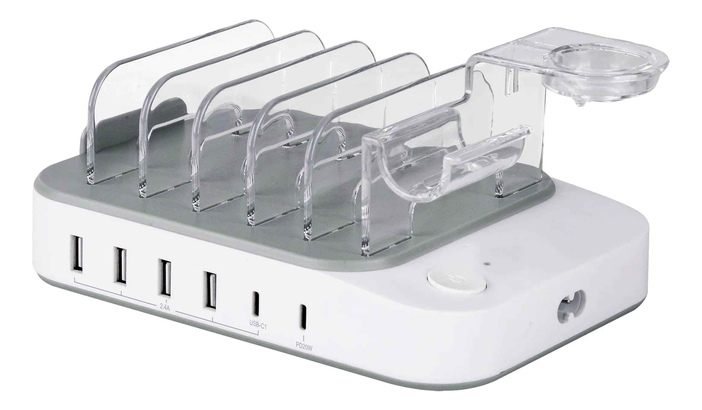 DELTACO USB charging station, 4x USB-A, 1x USB-C 2.4A, 1x USB-C PD 20W