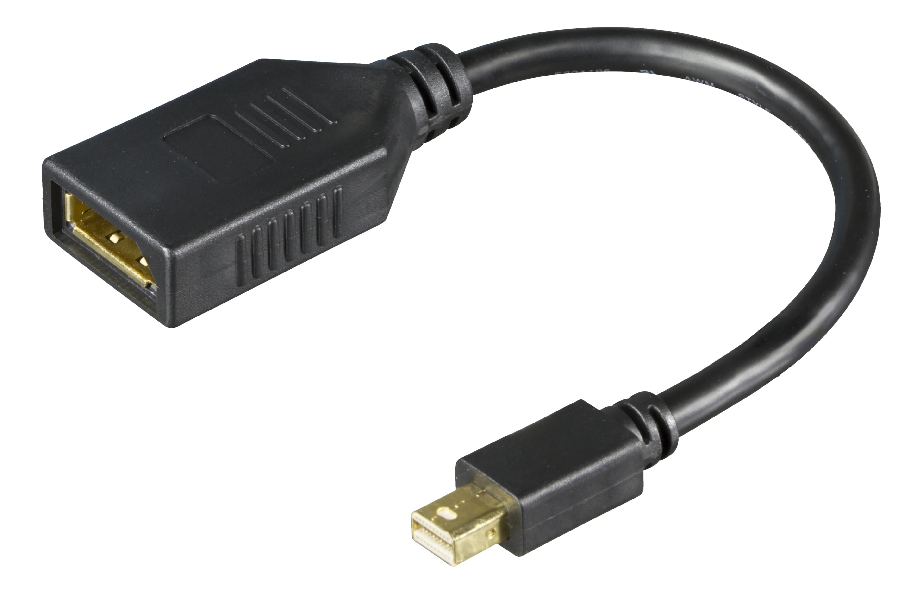 Deltaco  mini DisplayPort – DisplayPort 1.2 -kaapeli, 0,2 m, Musta